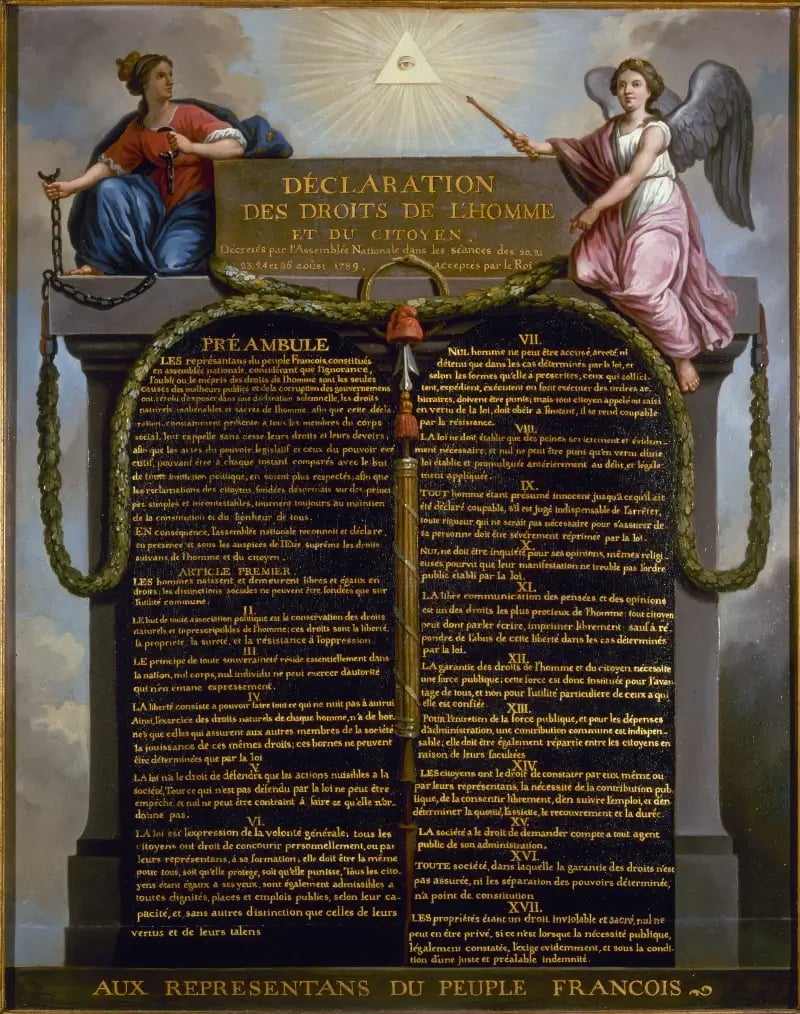 Pintura da Declaração dos Direitos do Homem e do Cidadão feita por Jean-Jacques Le Barbier (1738–1826). Créditos: Domínio Público/Joconde Database.