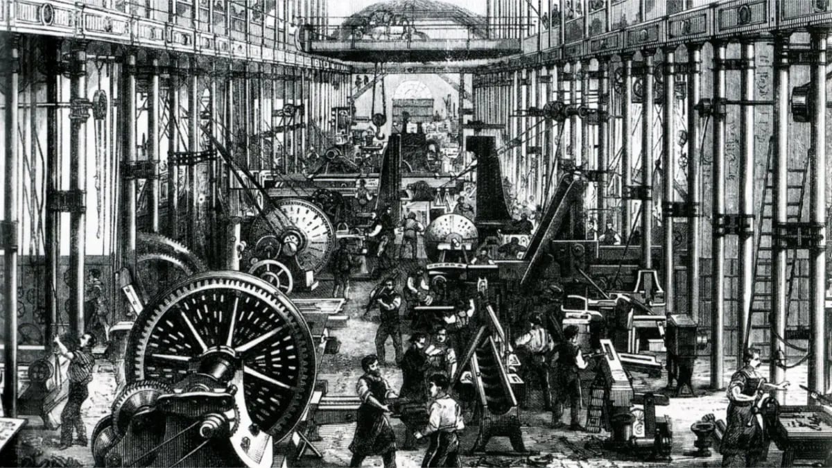 revolução industrial - imagem ilustrativa do funcionamento de uma fábrica